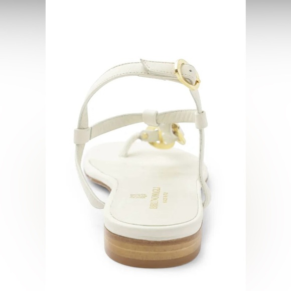 BRUNO MAGLI MARINA LEATHER EMBELLISHED THONG SANDAL - OFF WHITE. Size 9M - Picture 2 of 8